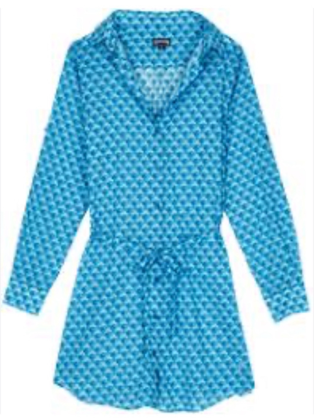 Vilebrequin Women Cotton Voile Shirt Dress geometric waves belted